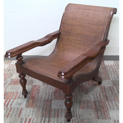 Wood and Rattan Plantation Chair