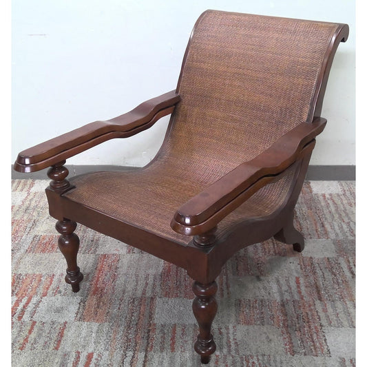 Wood and Rattan Plantation Chair