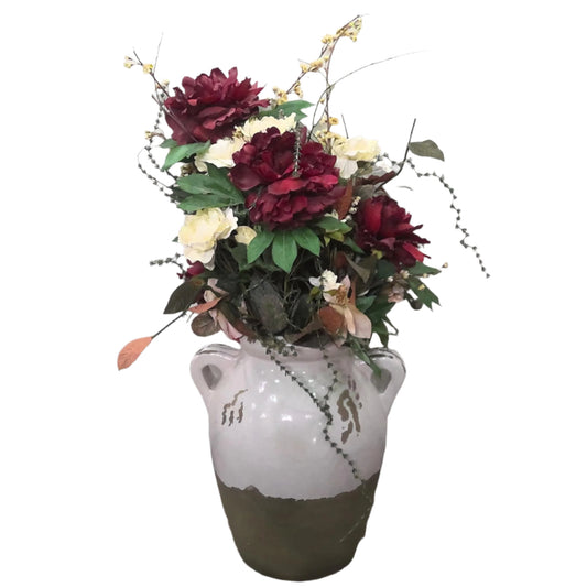 Faux Chrysanthemums in Cat-Shaped Vase