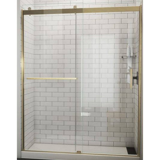 56"-60" x 76" Bypass Shower Door in Brushed Gold, front
