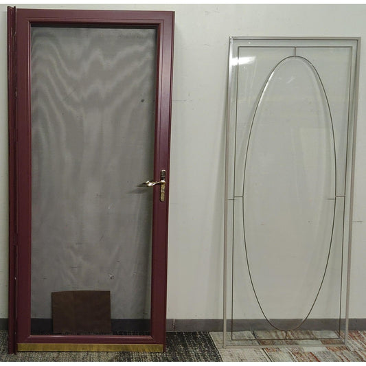 36" x 79.5" Maroon Storm Door