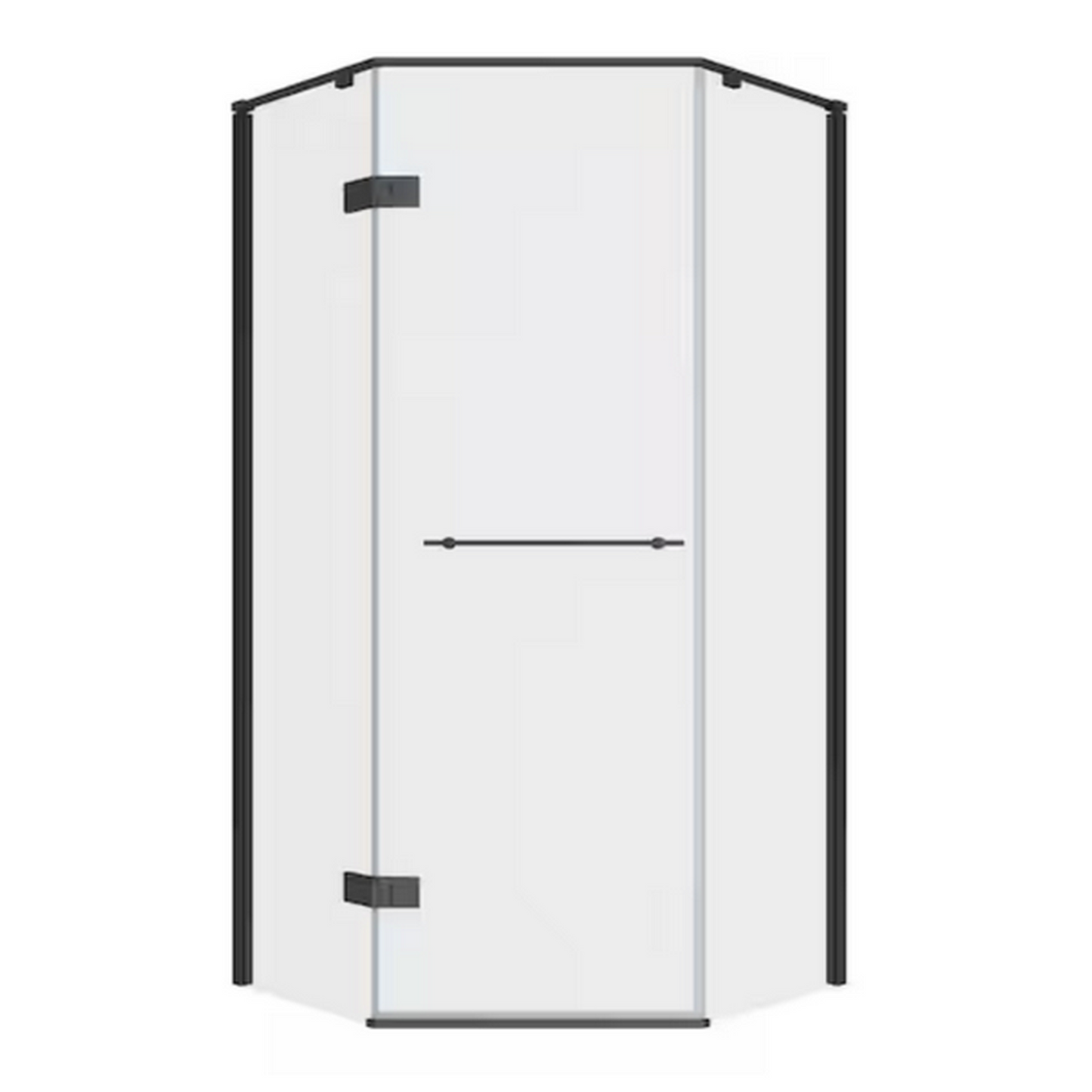 ReStore Select x American Standard Ovation Curve 38 in. W x 72 in. H Neo Angle Fixed Semi-Frameless Corner Shower Enclosure in Matte Black - AM00847400.243 - GW