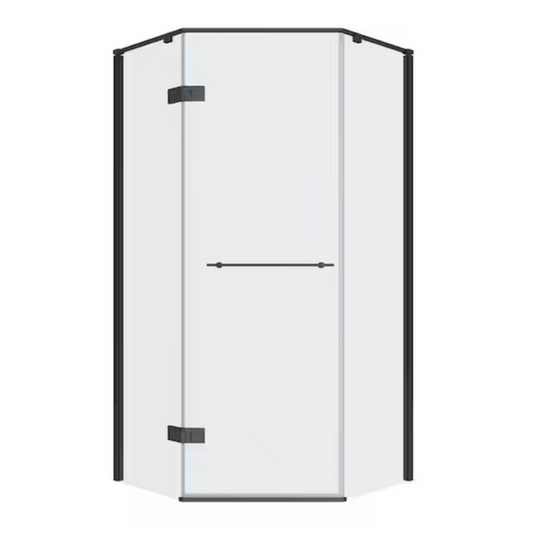 ReStore Select x American Standard Ovation Curve 38 in. W x 72 in. H Neo Angle Fixed Semi-Frameless Corner Shower Enclosure in Matte Black - AM00847400.243 - GW