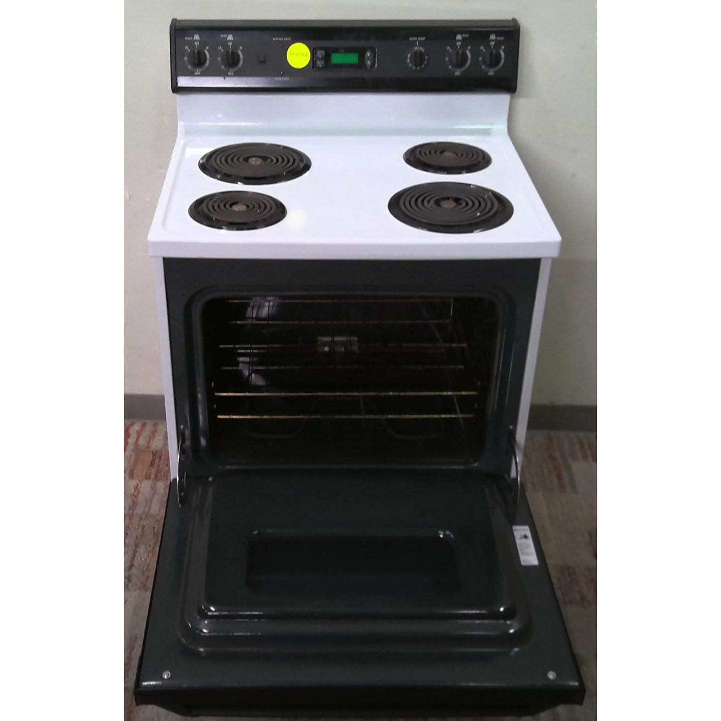 GE White and Black Electric Stove