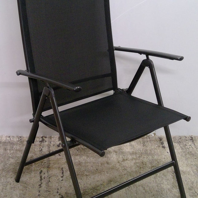 Patio Folding Black Dining Chair with Adjustable High Backrest