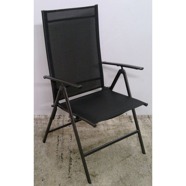 Patio Folding Black Dining Chair with Adjustable High Backrest