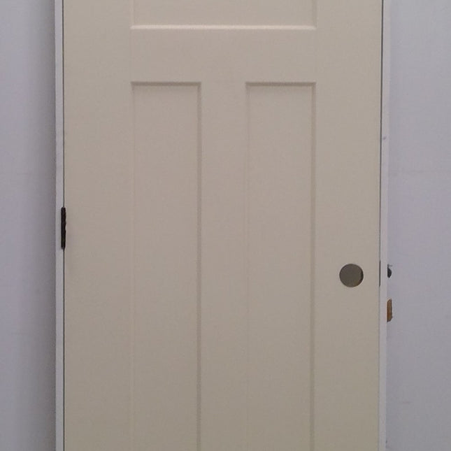 28" x 80" Prehung White 3-Panel Hollow Core Door