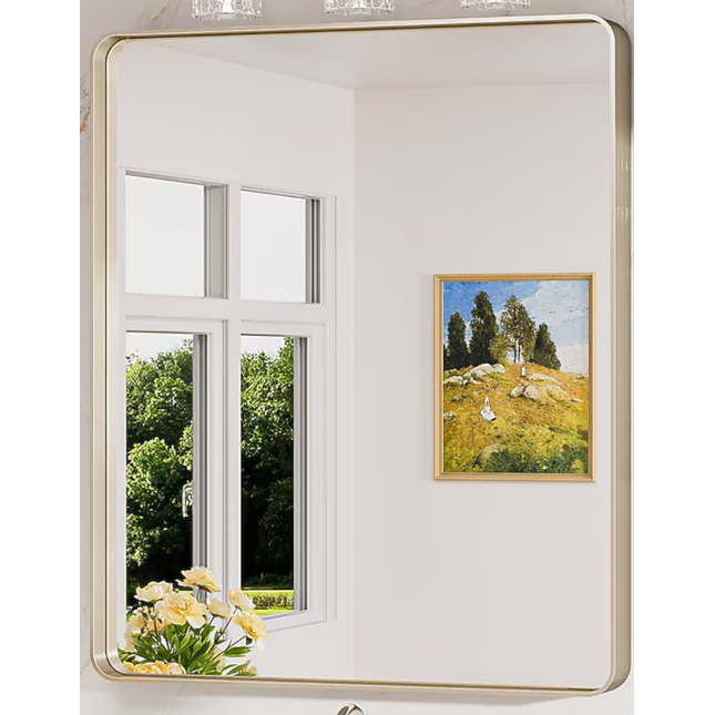 30-in W x 36-in H Rectangle Brushed Nickel Framed Wall Mirror