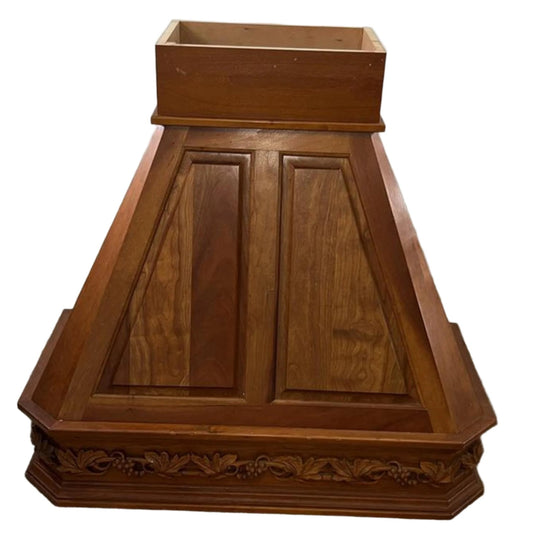 Paneled Walnut Wall-Mount Range Hood