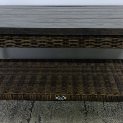 40" Outdoor Wicker Coffee Table with Metal Top