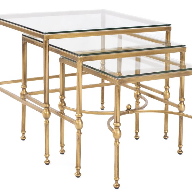 3 Piece Bonnifait Nesting Table in Antique Gold