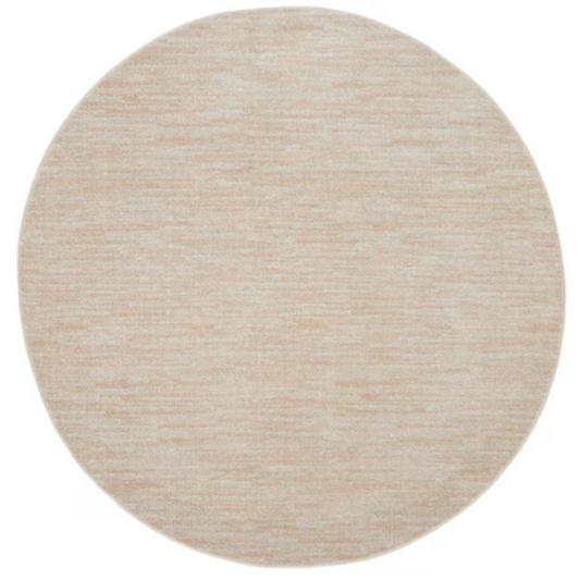 6 ft. x 6 ft Ivory Beige Round Solid Indoor/Outdoor Area Rug