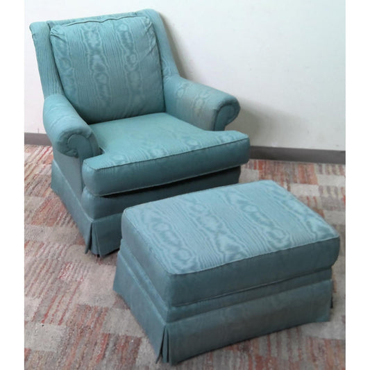 Green Armchair with Ottoman