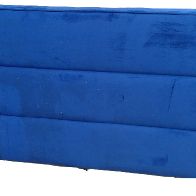 New Blue Upholstered Queen Bed Frame with Two Footboard Storage Drawers