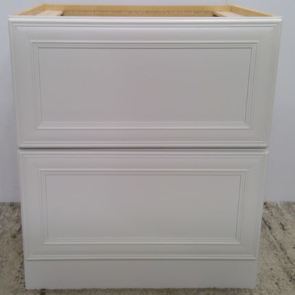 30" White 2-Drawer Plywood Base Cabinet