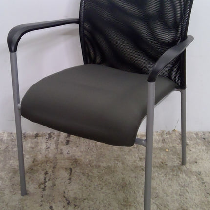 Black Guest Chair with Mesh Back and Gray Metal Legs