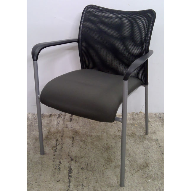 Black Guest Chair with Mesh Back and Gray Metal Legs