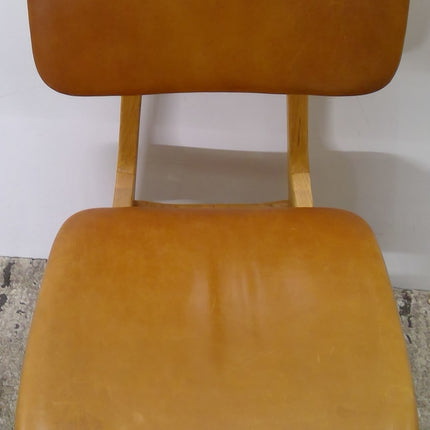 Wood Dining Chair with Faux Leather Seat and Backrest
