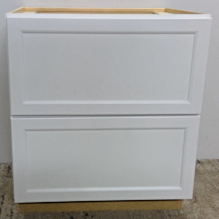 30" White 2-Drawer Base Cabinet