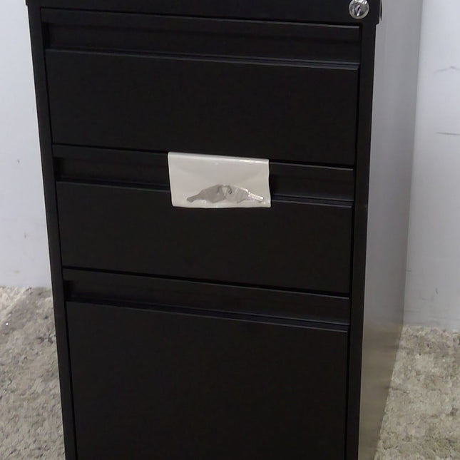 3-Drawer Black Metal Rolling File Cabinet
