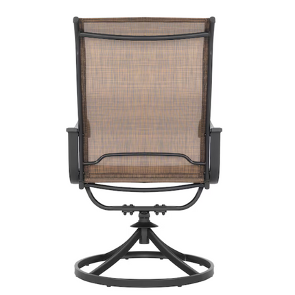 Black Iron Frame Swivel Patio Dining Chair with Brown Seat (Added 08/13/2026)