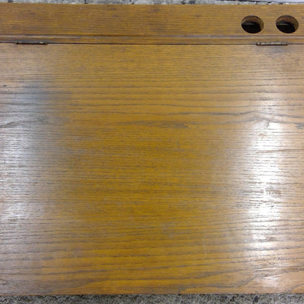 Antique Oak Slanting Desk Top Document Box