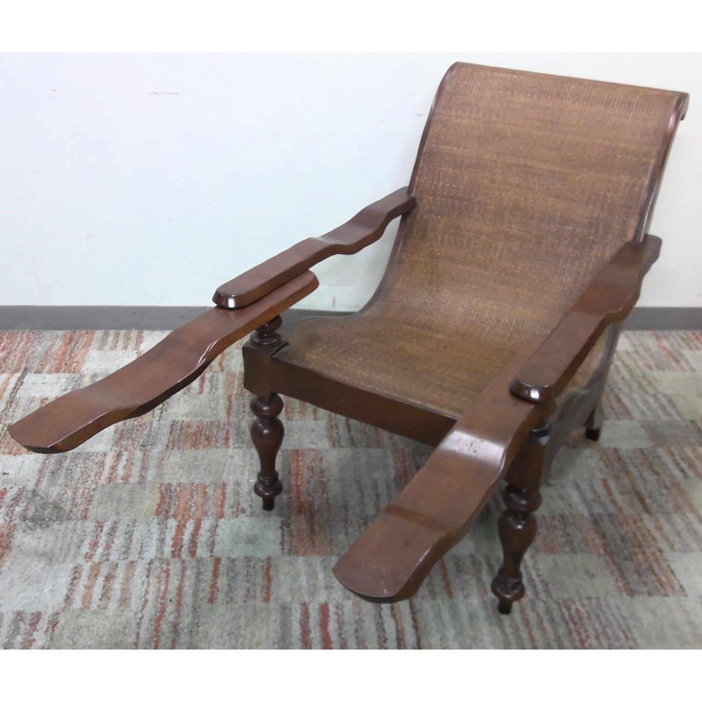 Wood and Rattan Plantation Chair