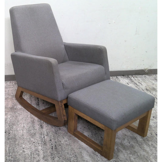 Gray Rocking Chair with Ottoman