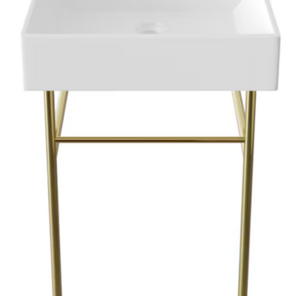 Ceramic 23.82" Wall-Mount Traditional Gold Console Sink with Base