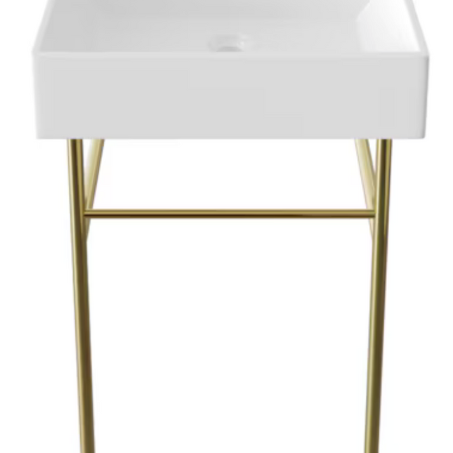 Ceramic 23.82" Wall-Mount Traditional Gold Console Sink with Base
