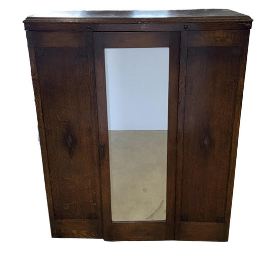 Wood Wardrobe w/ Mirror