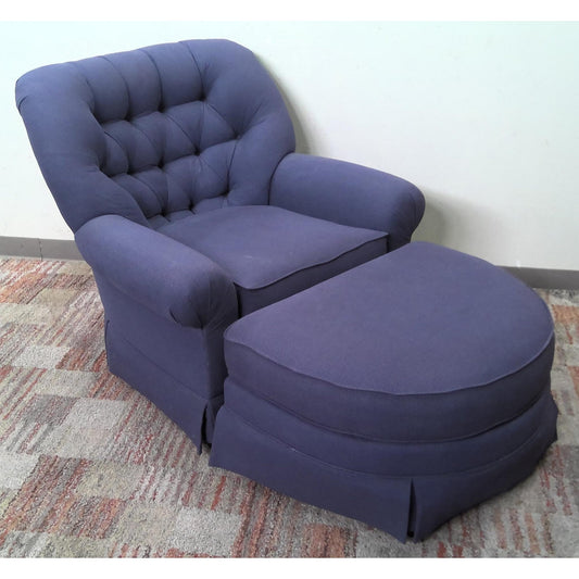 Blue Armchair with Ottoman