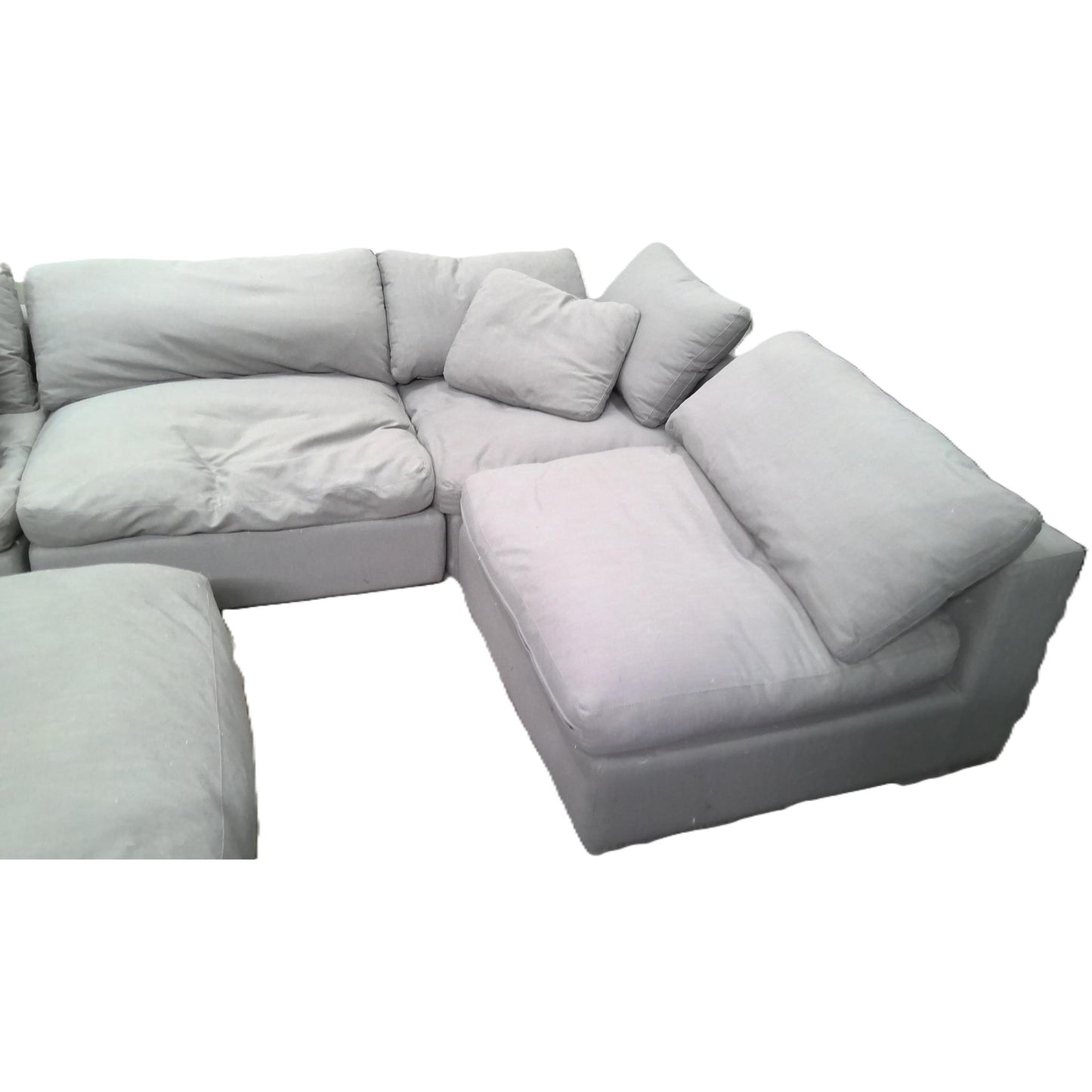Gray Down Filled Sectional Sofa with Ottoman