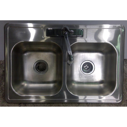 33" Double Bowl Stainless Steel Sink with Faucet