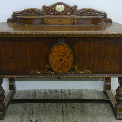 45 Inch Vintage Ornate Carved Wood Storage Chest With Legs And Lock