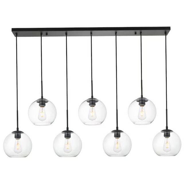 7 Light 54 inch Black Pendant Ceiling Light