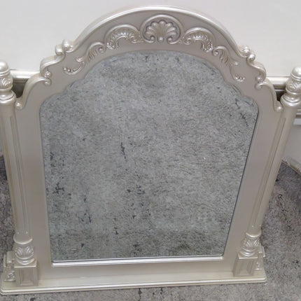 Ornate Silver Bedroom Vanity with Mirror