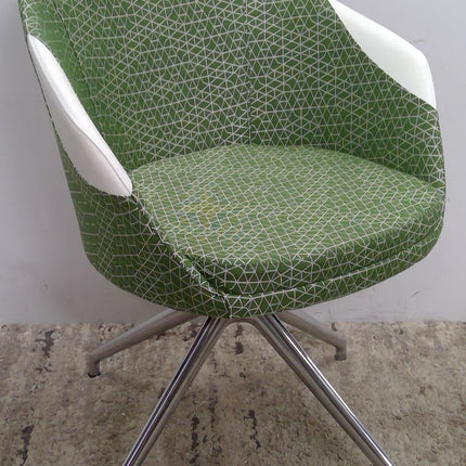 Modern Green and White Swivel Armchair