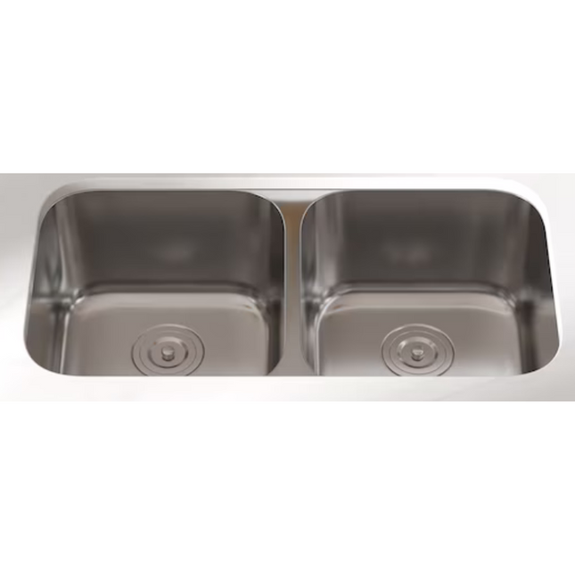 Undermount 32.09-in x 17.95-in Stainless Steel Double Equal Bowl 18 -Gauge Kitchen Sink