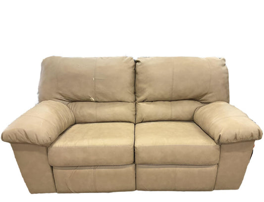 Tan Faux Leather Loveseat