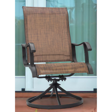 Black Iron Frame Swivel Patio Dining Chair with Brown Seat (Added 08/13/2026)