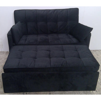 3-in-1 Black Convertible Loveseat Chaise Full Bed