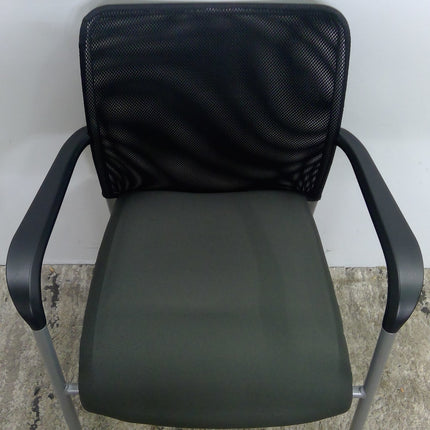 Black Guest Chair with Mesh Back and Gray Metal Legs