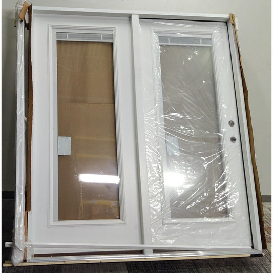 71" x 79" White Center Hinge Patio Door