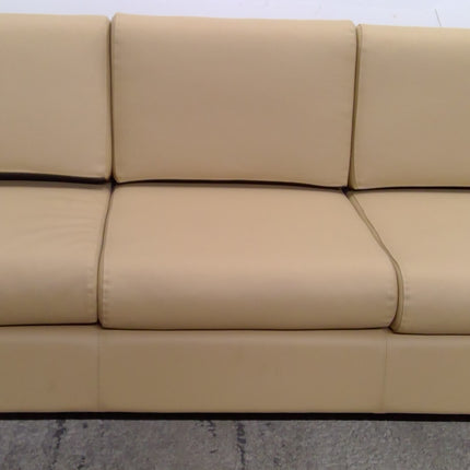 74" Tan 3-Seat Faux Leather Sofa