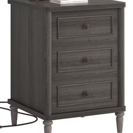 Farmhouse Nightstand with Charging Station