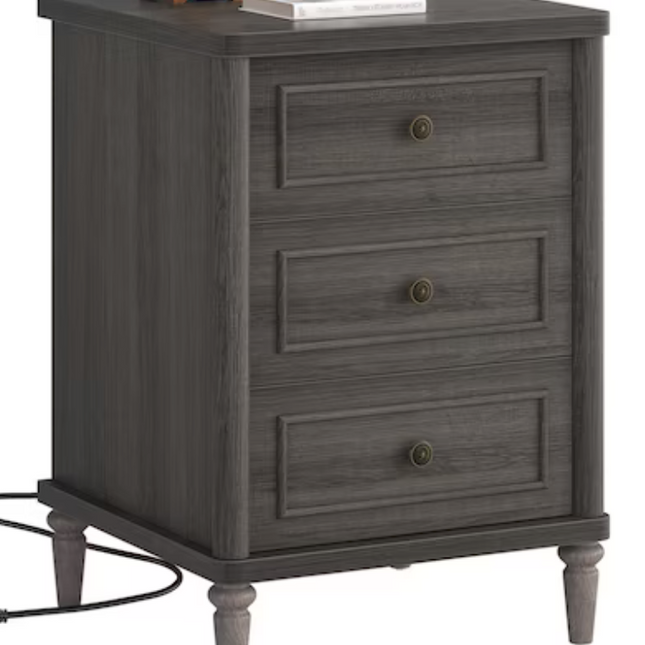 Farmhouse Nightstand with Charging Station