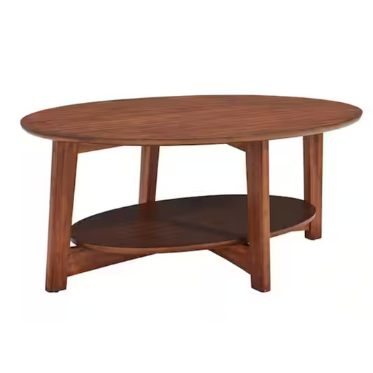 ReStore Select x Alaterre Furniture Montery 48" Brown Large Oval Wood Coffee Table with Shelf - GW