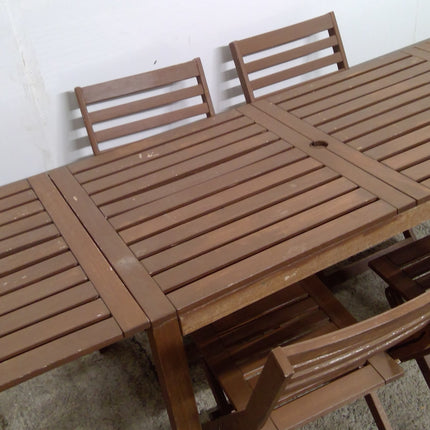 Outdoor Wood Dining Table with 4 Foldable Chairs