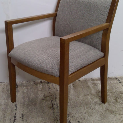 Wood Armchair with Gray Cushions